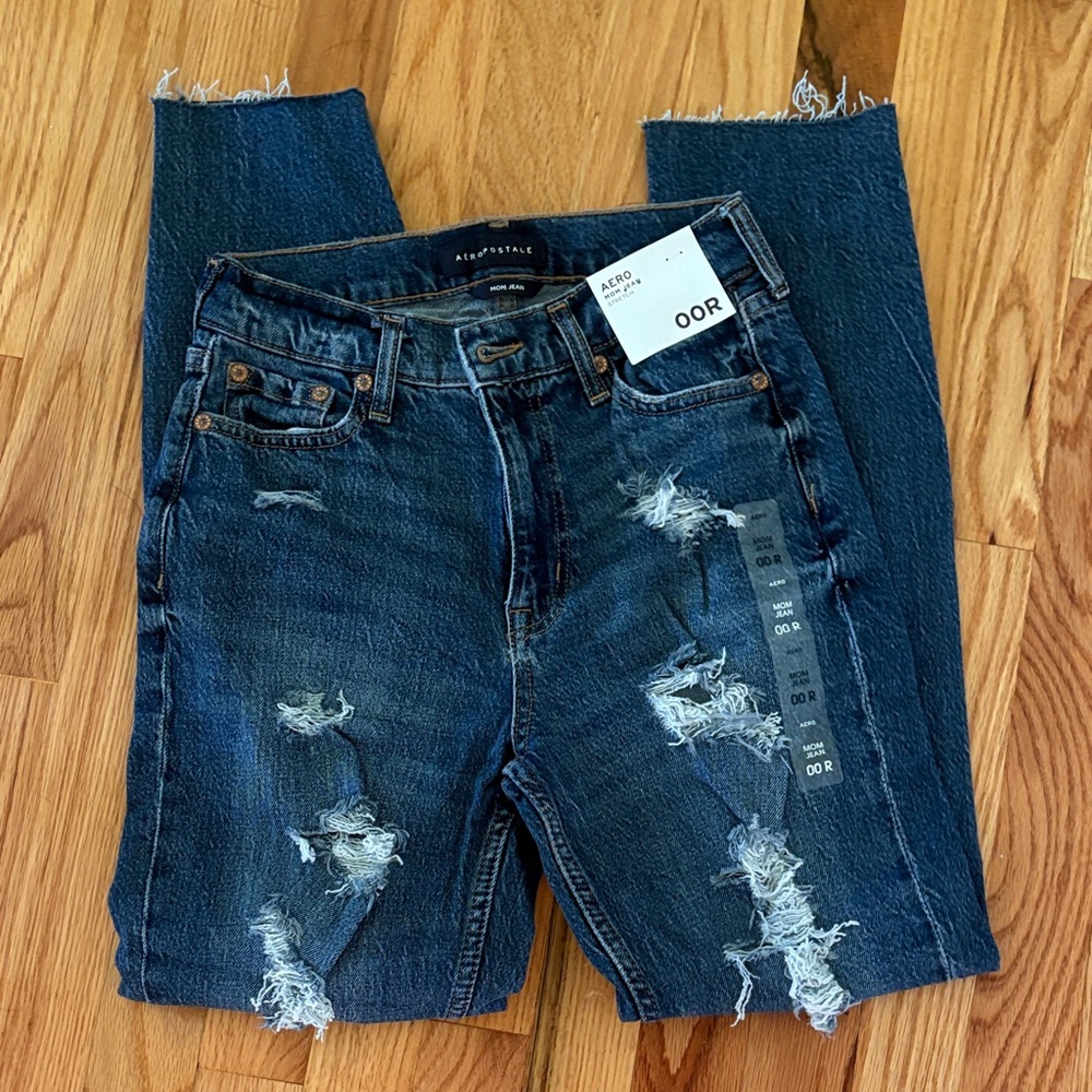 Aeropostale Women's Ripped Dark Blue Skinny Jeans